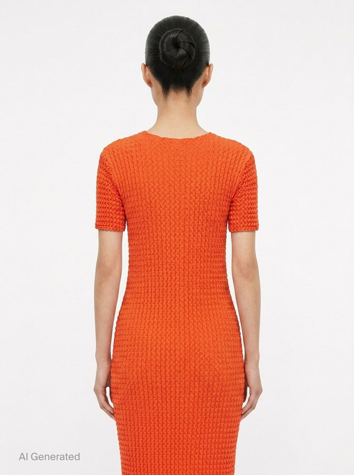 Spongy Knit Midi Dress | Issey Miyake | Club21 - back