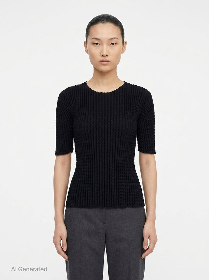 Spongy Textured Knit Sweater | Issey Miyake | Club21 - front