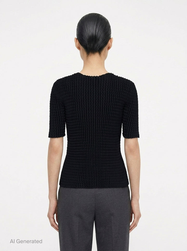 Spongy Textured Knit Sweater | Issey Miyake | Club21 - back