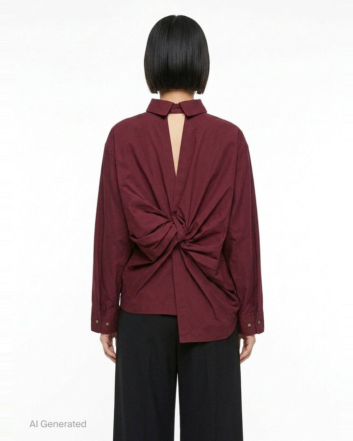 Twisted Drape Woven Top - back