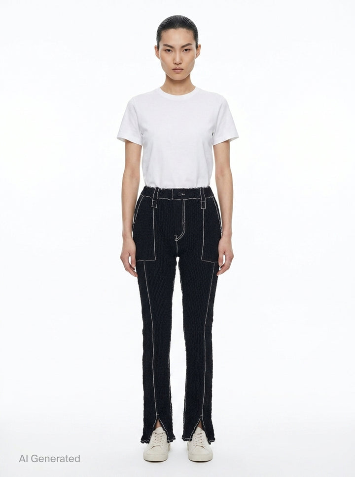 Wavelet Woven Pants | ISSEY MIYAKE | Club21 - front