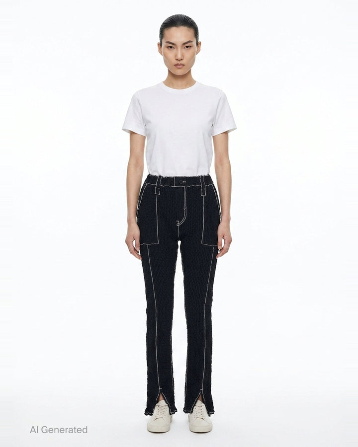 Wavelet Woven Pants | ISSEY MIYAKE | Club21 - front