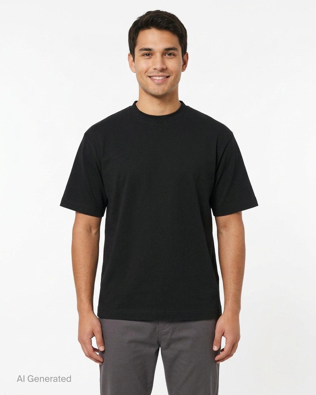 Jacquemus black boxy crew neck short sleeve T-shirt shown from the front - front