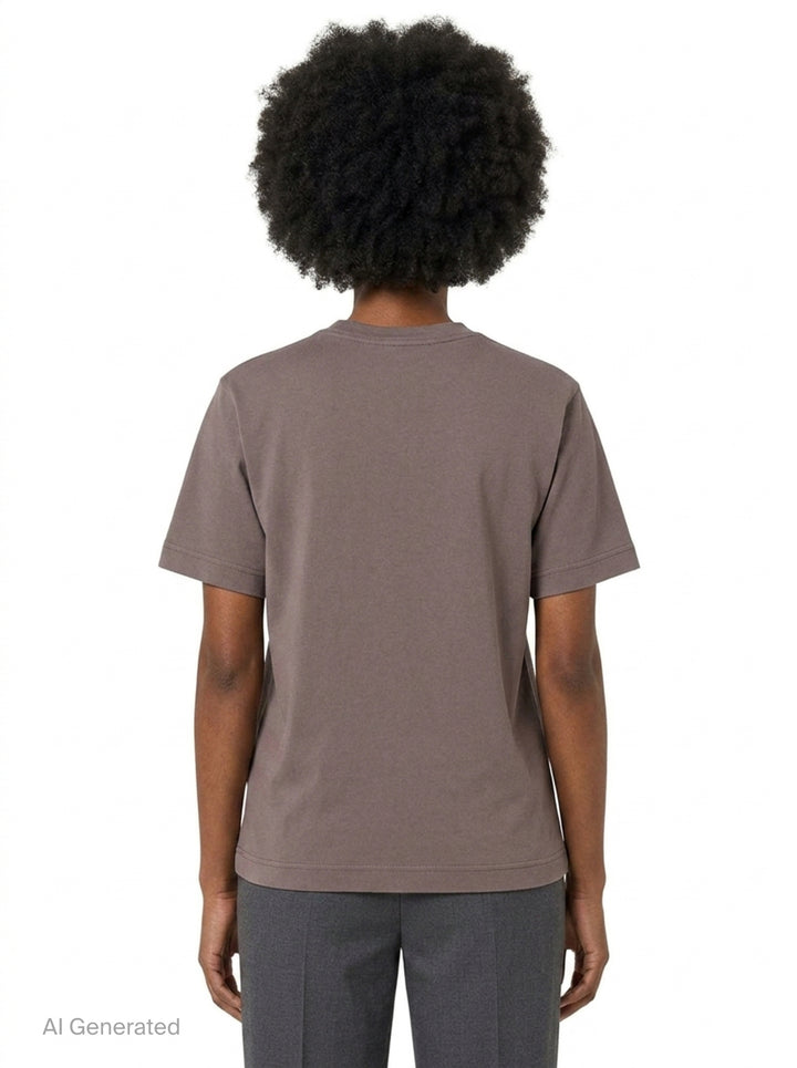 Jacquemus Gros Grain Short Sleeve Tee in cream with a woven grosgrain logo label on the chest - back