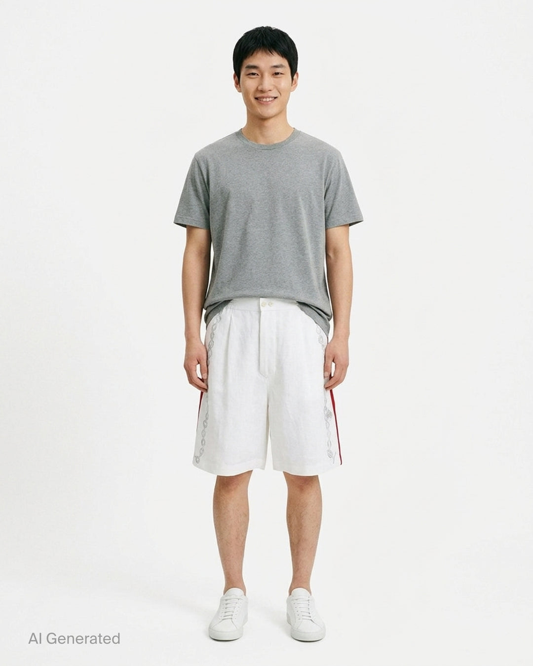 Jacquemus Le Short Pyjama white knee-length shorts with hand-drawn chain print and elasticated waistband - front