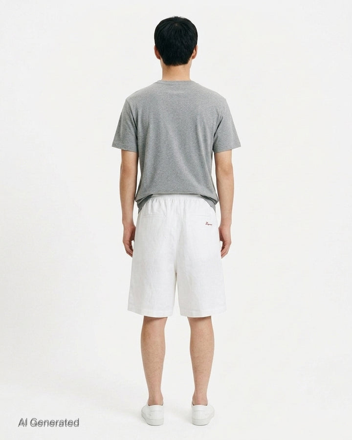 Jacquemus Le Short Pyjama white knee-length shorts with hand-drawn chain print and elasticated waistband - back