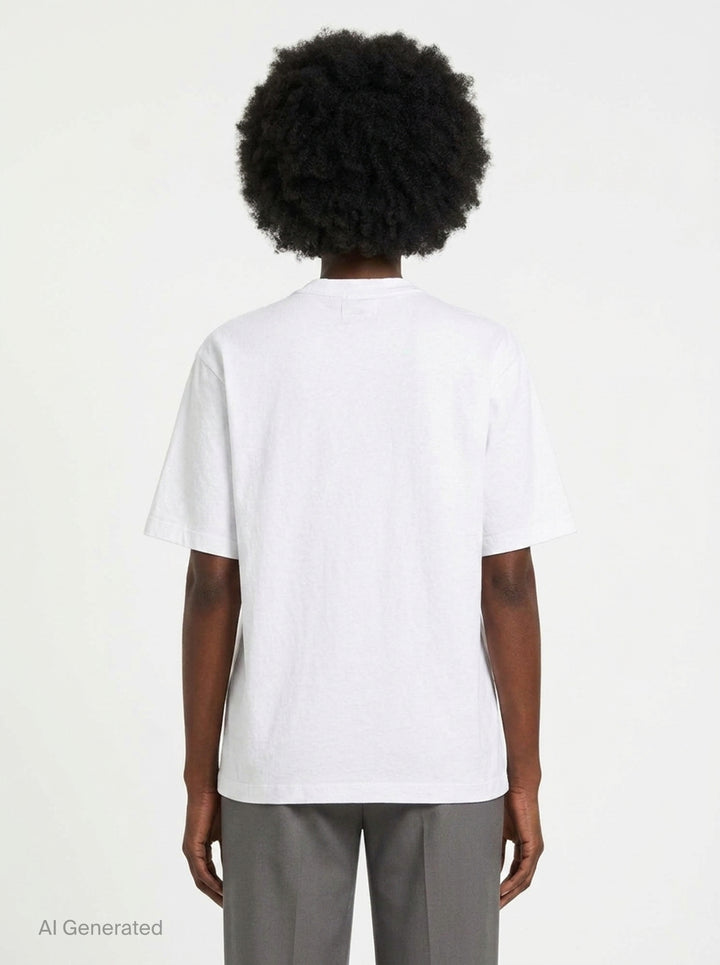 Jacquemus black oversized short-sleeve t-shirt with embroidered cursive logo across the chest and ribbed crew neckline, displayed on a white background - back