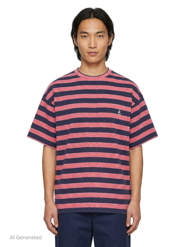 Bicolor Stripe Short Sleeve Tee | Jil Sander | Club21 - front