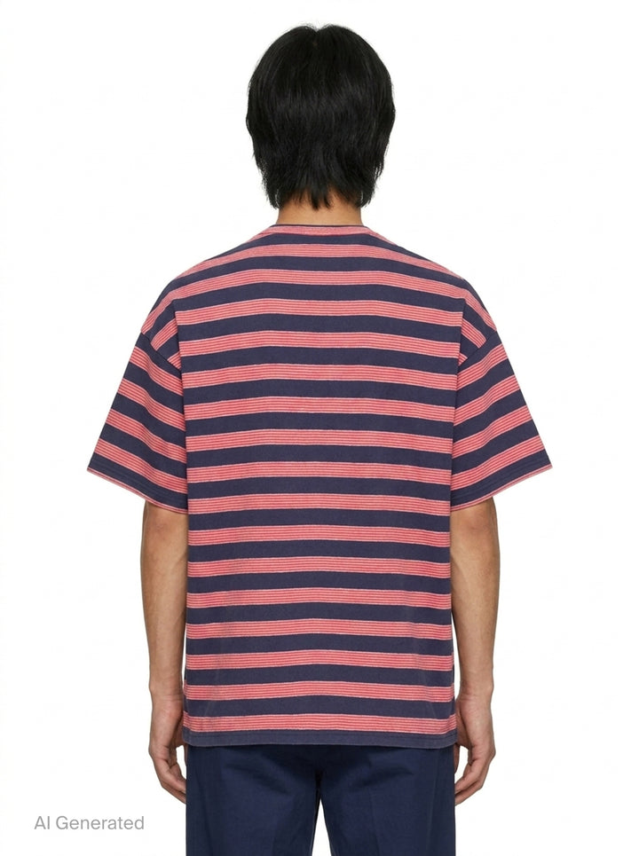 Bicolor Stripe Short Sleeve Tee | Jil Sander | Club21 - back