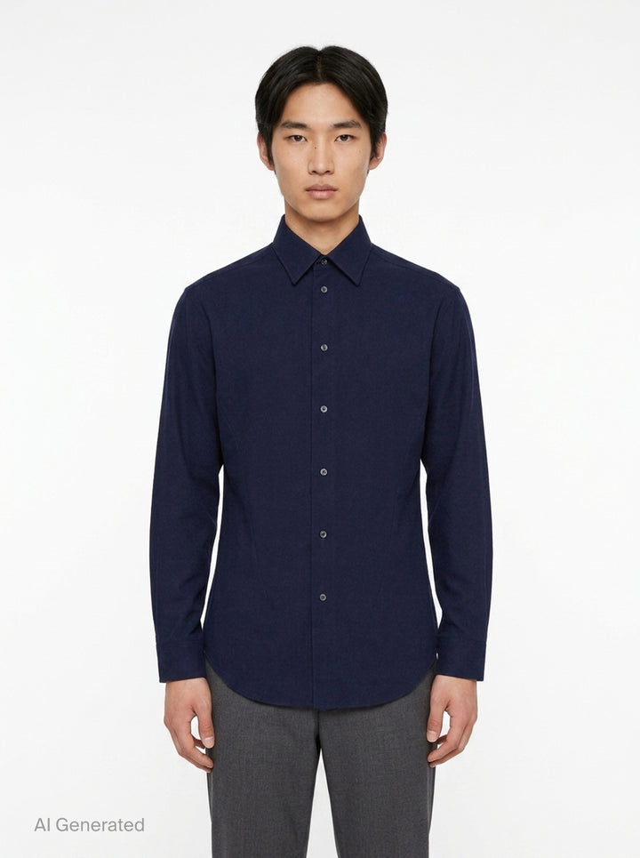 Boiled Wool Gabardine Long Sleeve Shirt | Jil Sander | Club21 - front
