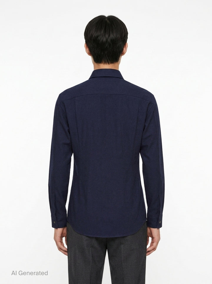 Boiled Wool Gabardine Long Sleeve Shirt | Jil Sander | Club21 - back