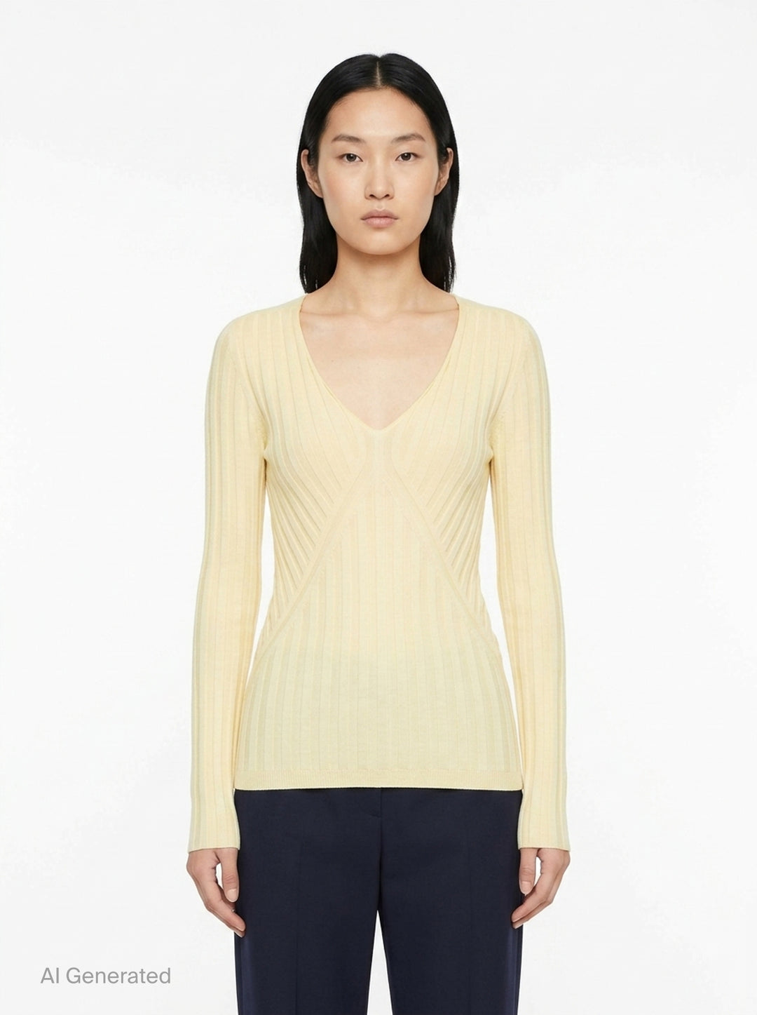 Deep V-Neck Long Sleeve Jumper | Jil Sander | Club21 - front