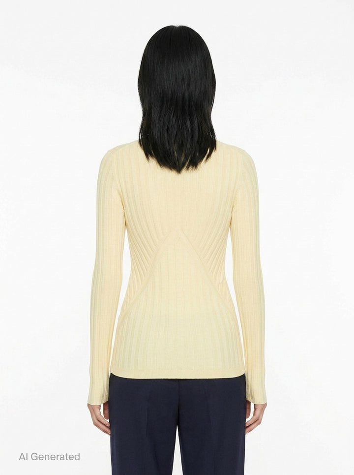 Deep V-Neck Long Sleeve Jumper | Jil Sander | Club21 - back