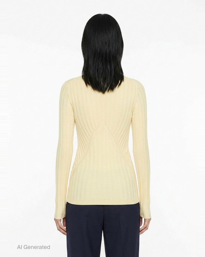 Deep V-Neck Long Sleeve Jumper | Jil Sander | Club21 - back