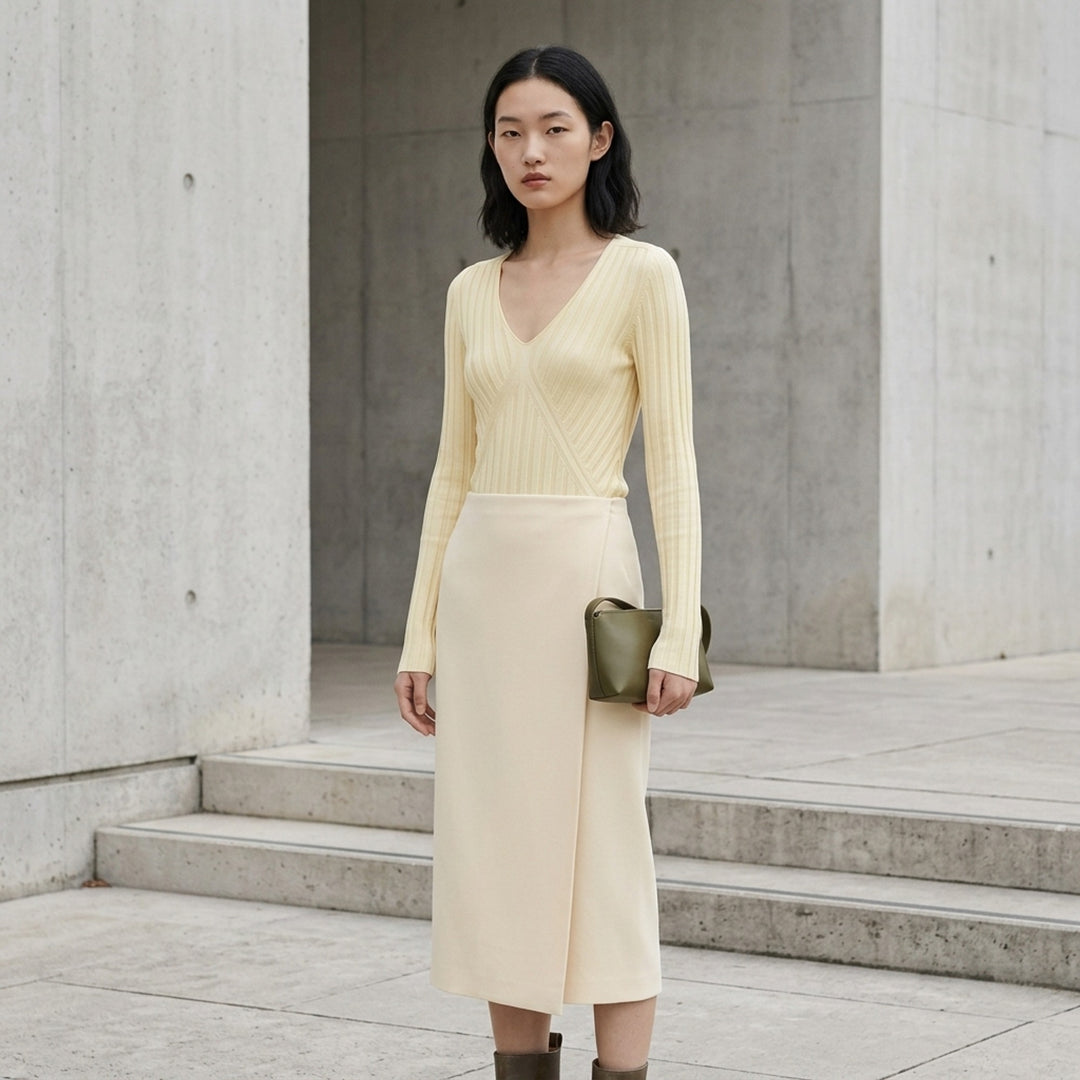 Deep V-Neck Long Sleeve Jumper | Jil Sander | Club21 - lifestyle