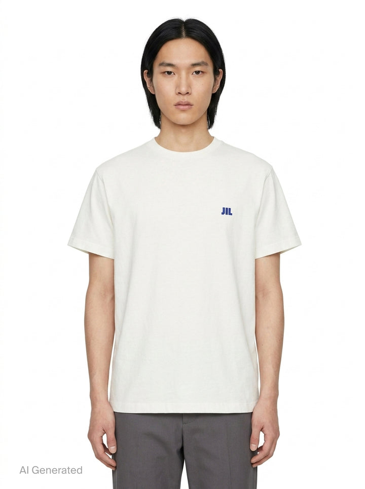 Embroidered Organic Short Sleeve Tee | Jil Sander | Club21 - front