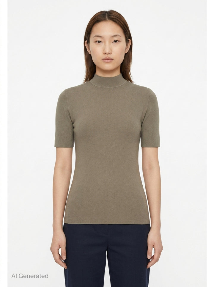 Fine Technical Short Sleeve Turtleneck | Jil Sander | Club21 - front