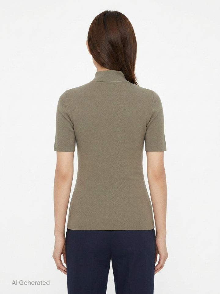 Fine Technical Short Sleeve Turtleneck | Jil Sander | Club21 - back
