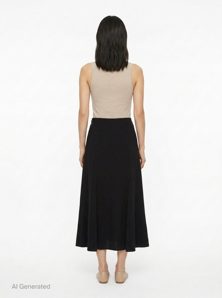 Fluid Wool Midi Skirt | Jil Sander | Club21 - back