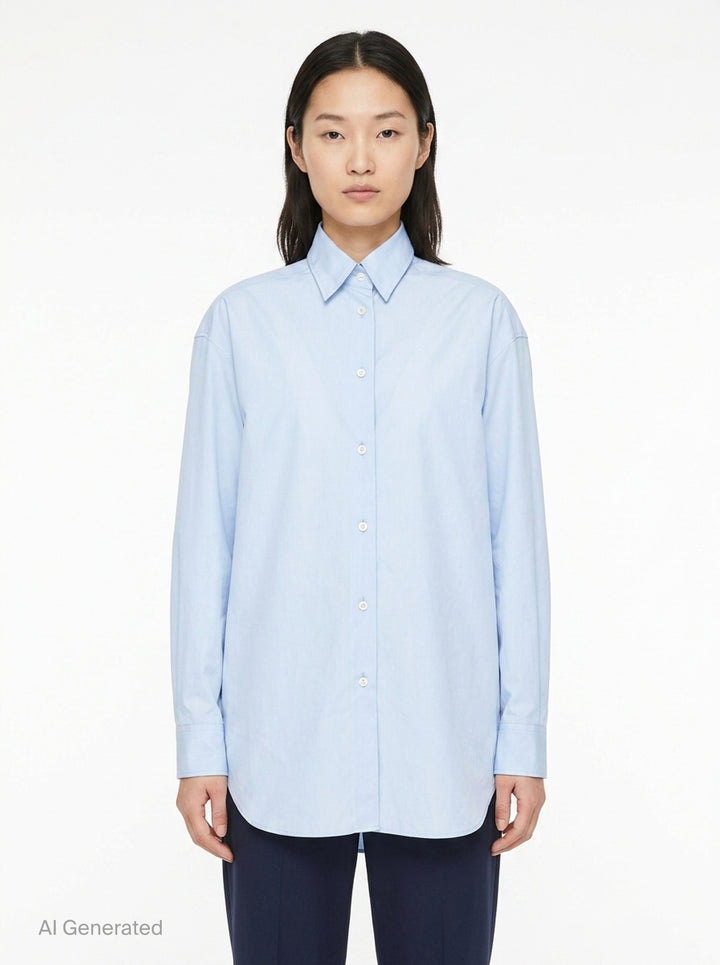Light Fil-à-Fil Cotton Shirt | Jil Sander | Club21 - front
