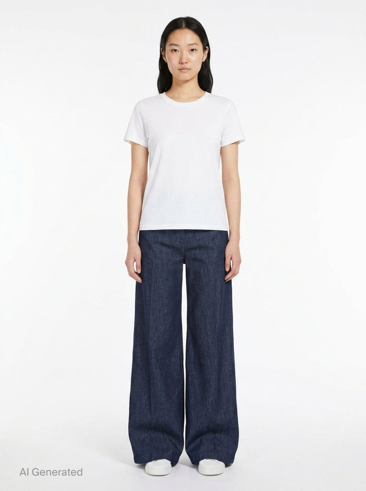 Lightweight Wide Leg Denim Trousers | Jil Sander | Club21 - front
