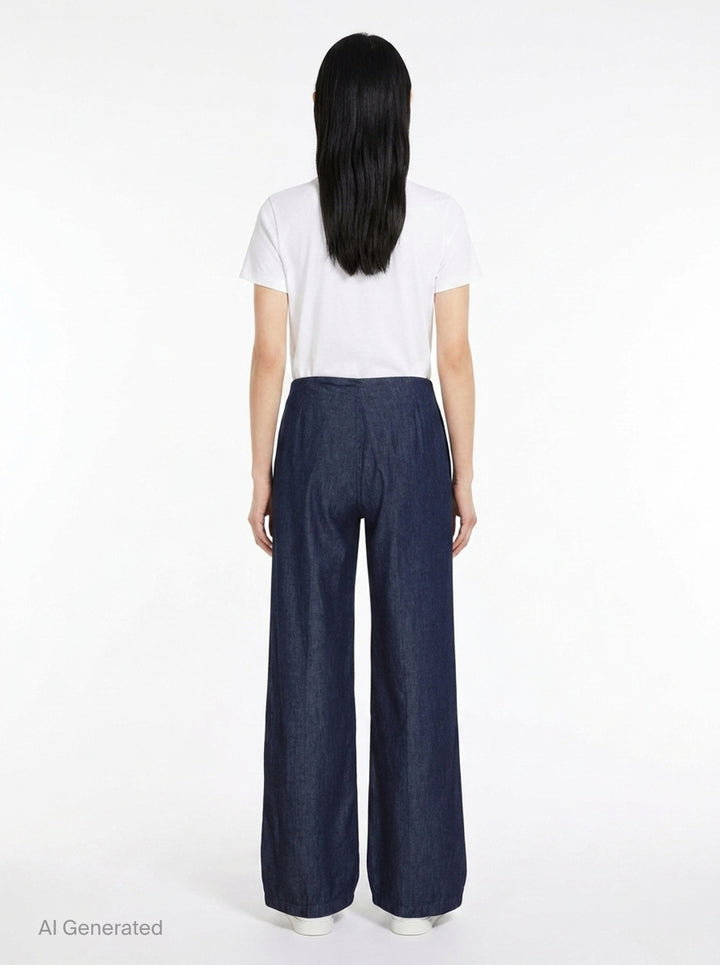 Lightweight Wide Leg Denim Trousers | Jil Sander | Club21 - back