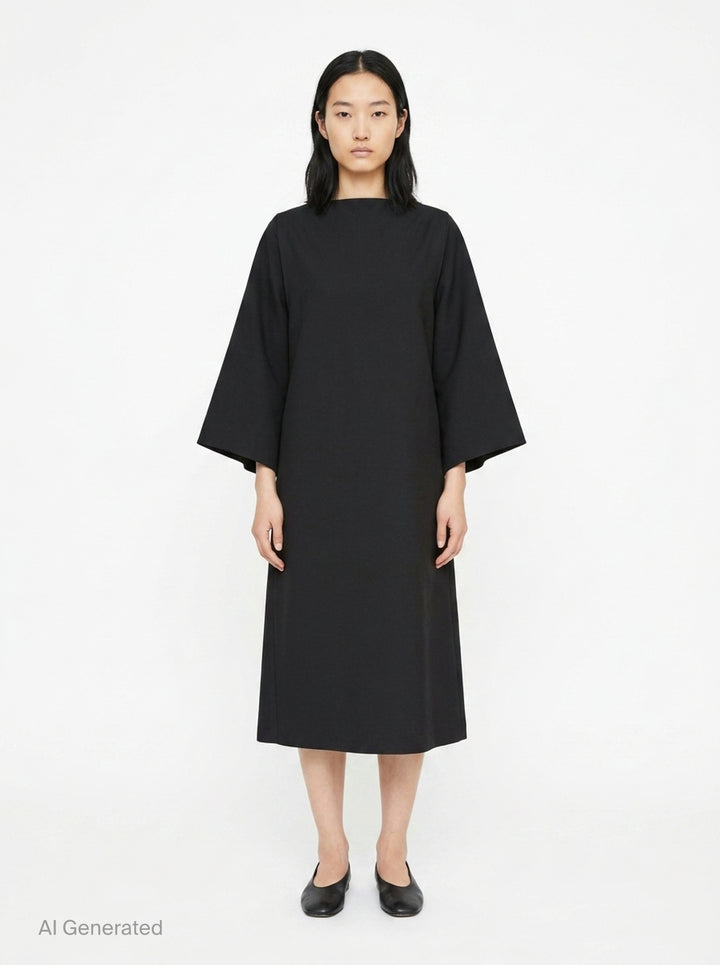 Lightweight Wool Wide Sleeve Dress | Jil Sander | Club21 - front