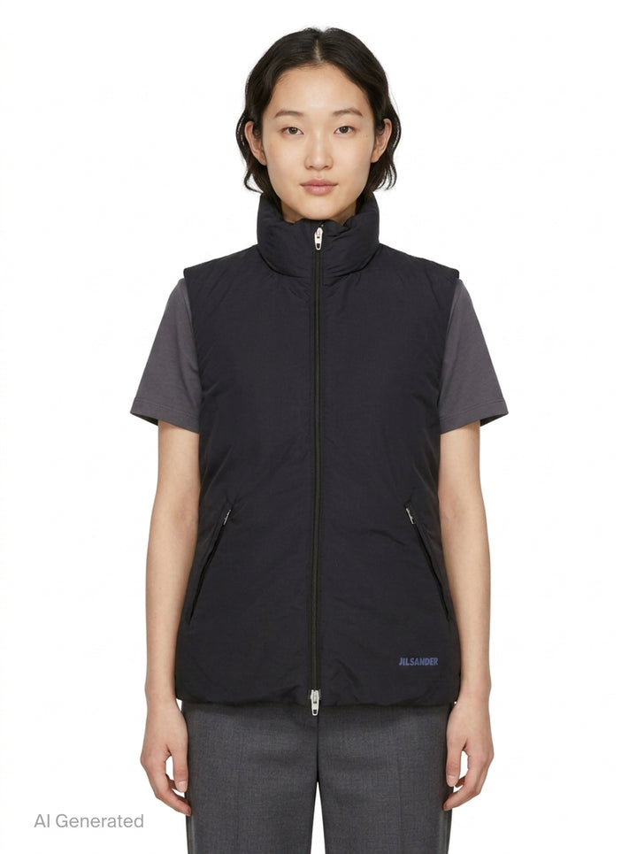 Logo Water Repellent Down Vest | Jil Sander | Club21 - front