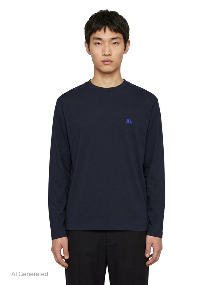 Long Sleeve Embroidered Organic Tee | Jil Sander | Club21 - front