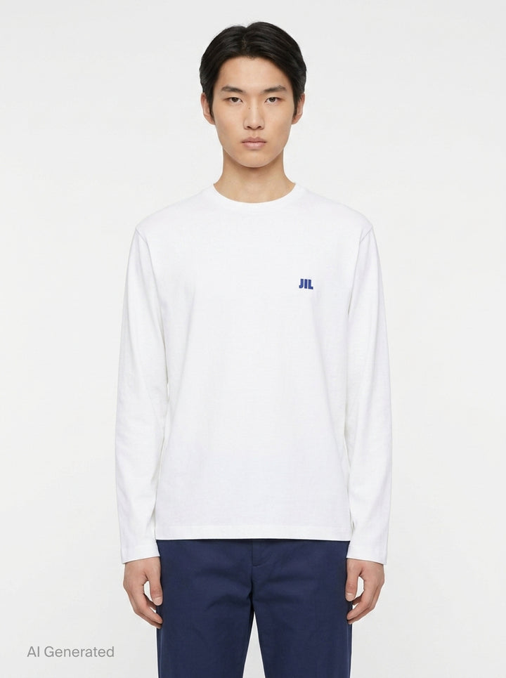 Long Sleeve Embroidered Organic Tee | Jil Sander | Club21 - front