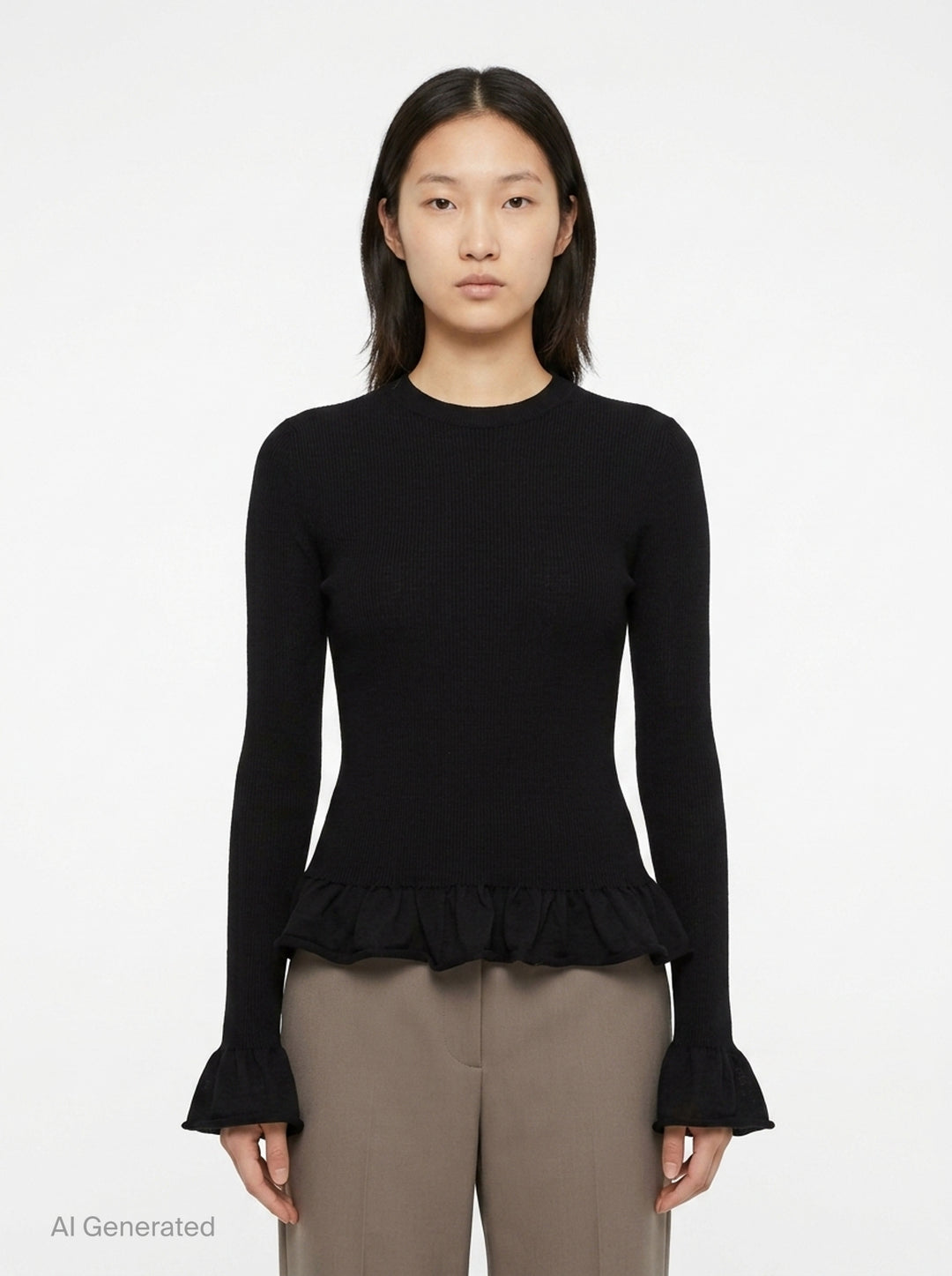 Long Sleeve Fine Wool Frill Jumper | Jil Sander | Club21 - front