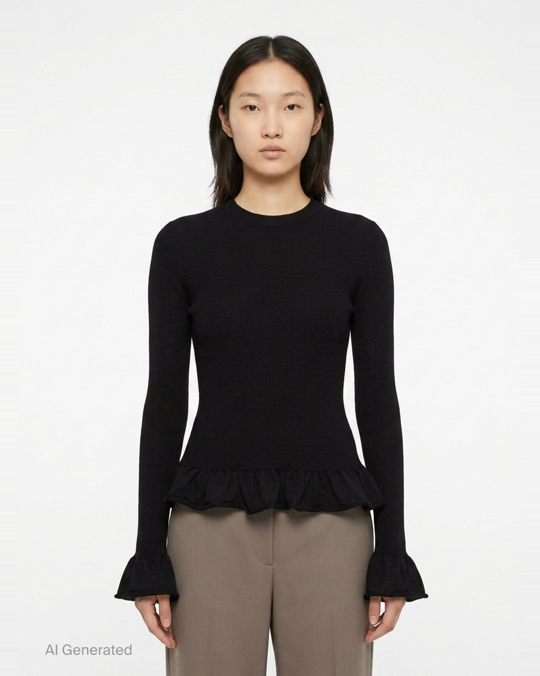 Long Sleeve Fine Wool Frill Jumper | Jil Sander | Club21 - front