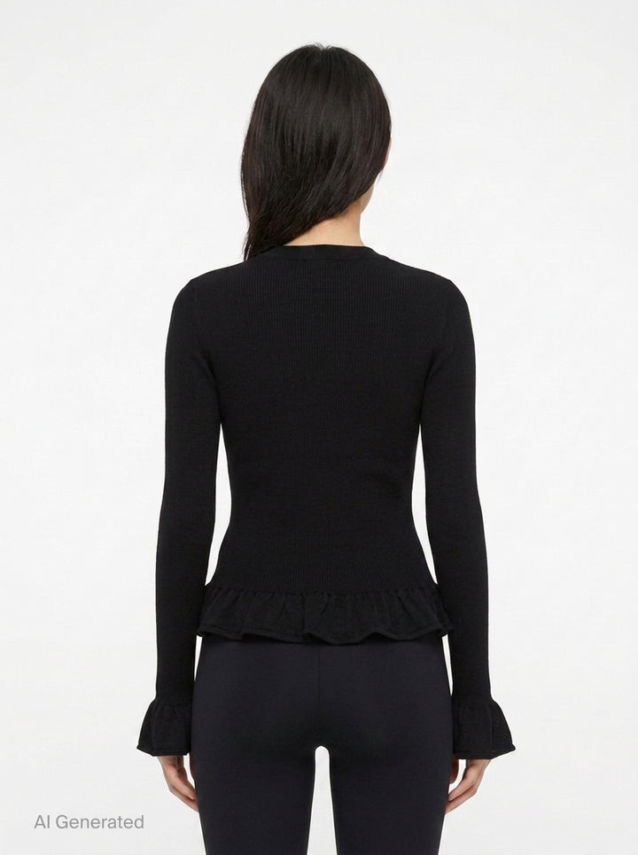 Long Sleeve Fine Wool Frill Jumper | Jil Sander | Club21 - back