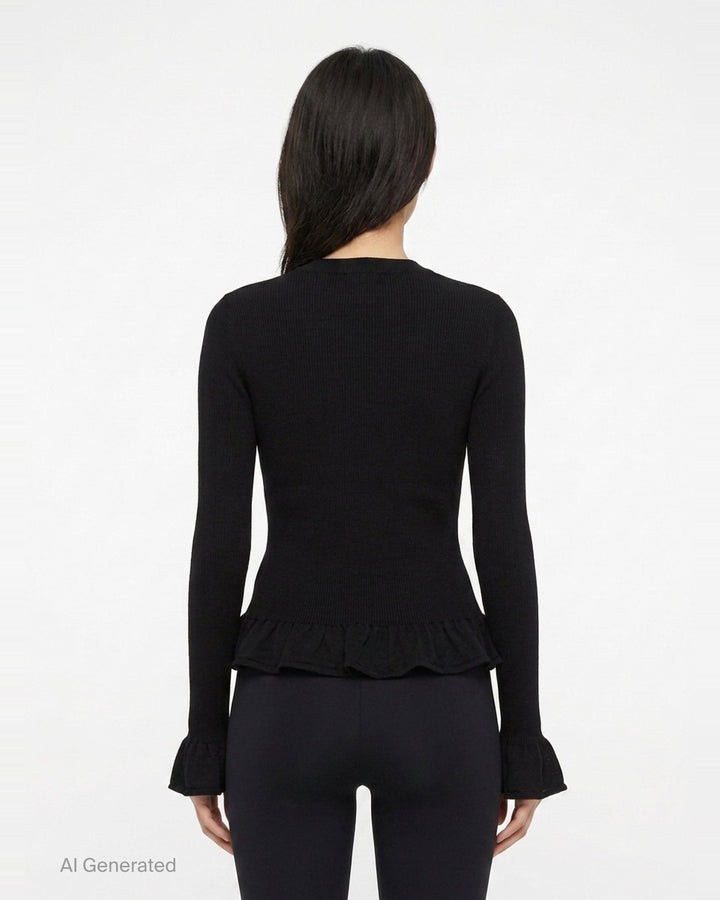 Long Sleeve Fine Wool Frill Jumper | Jil Sander | Club21 - back