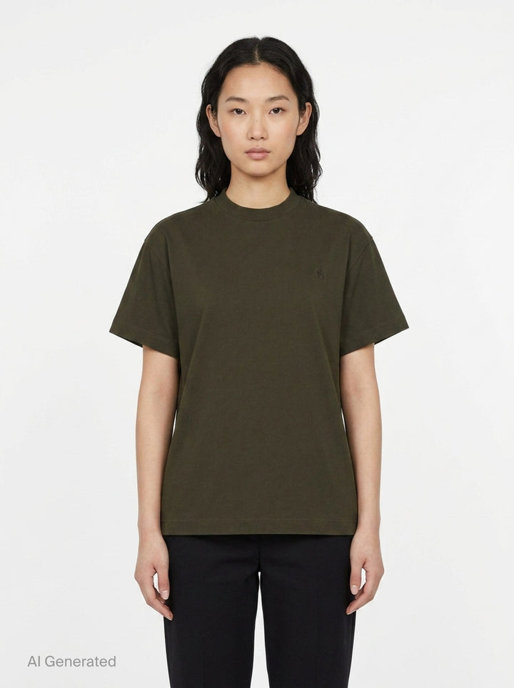 Organic Short Sleeve Embroidered Tee | Jil Sander | Club21 - front