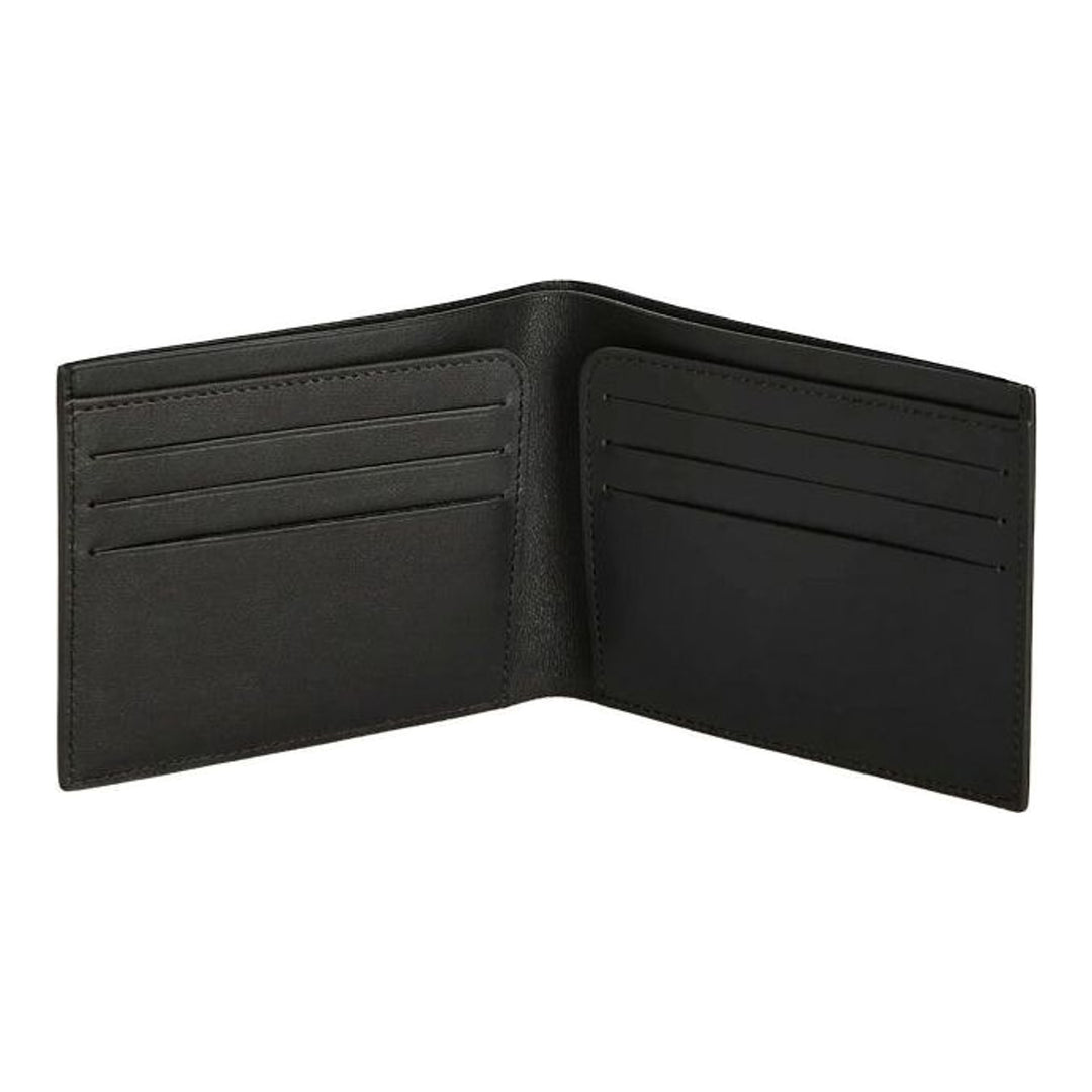 Jil Sander Soft Calf Pocket Wallet in black smooth leather with silver-tone embossed logo lettering on the front face - packshot