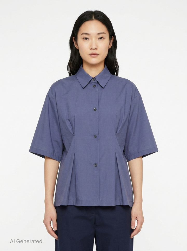 Soft Cotton Short Sleeve Shirt | Jil Sander | Club21 - front