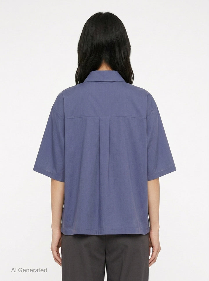 Soft Cotton Short Sleeve Shirt | Jil Sander | Club21 - back