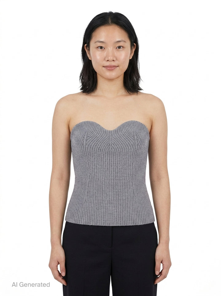 Strapless Knitted Wool Top | Jil Sander | Club21 - front