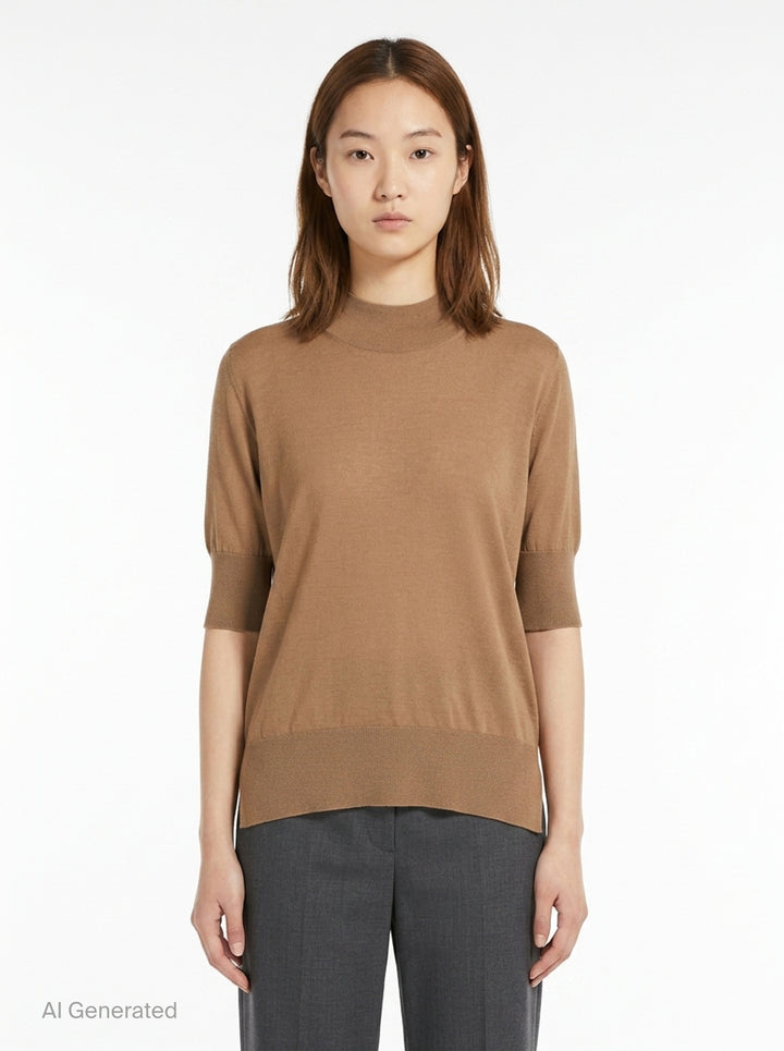 Superfine Cashmere Mock Neck Sweater | Jil Sander | Club21 - front