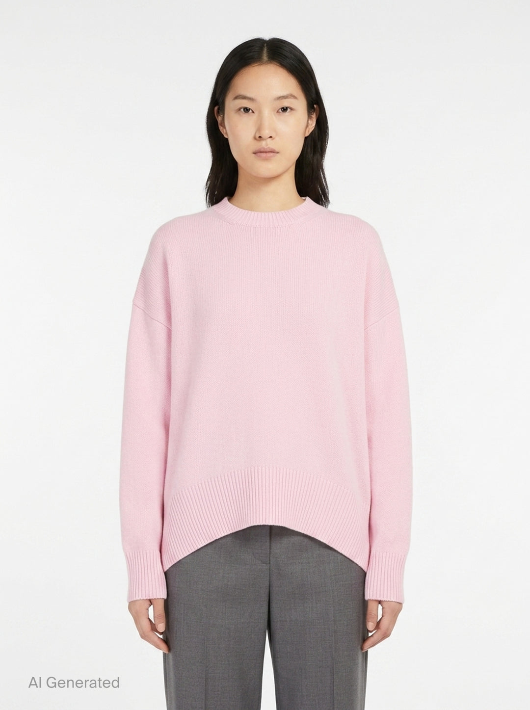 Superfine Open Crewneck Long Sleeve Sweater | Jil Sander | Club21 - front