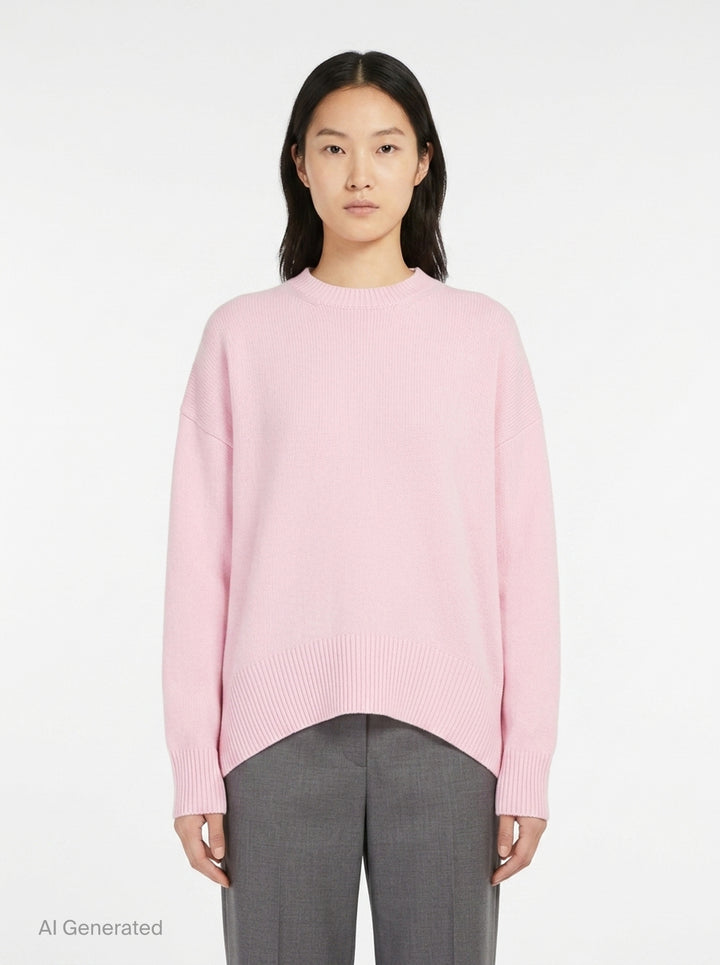 Superfine Open Crewneck Long Sleeve Sweater | Jil Sander | Club21 - front