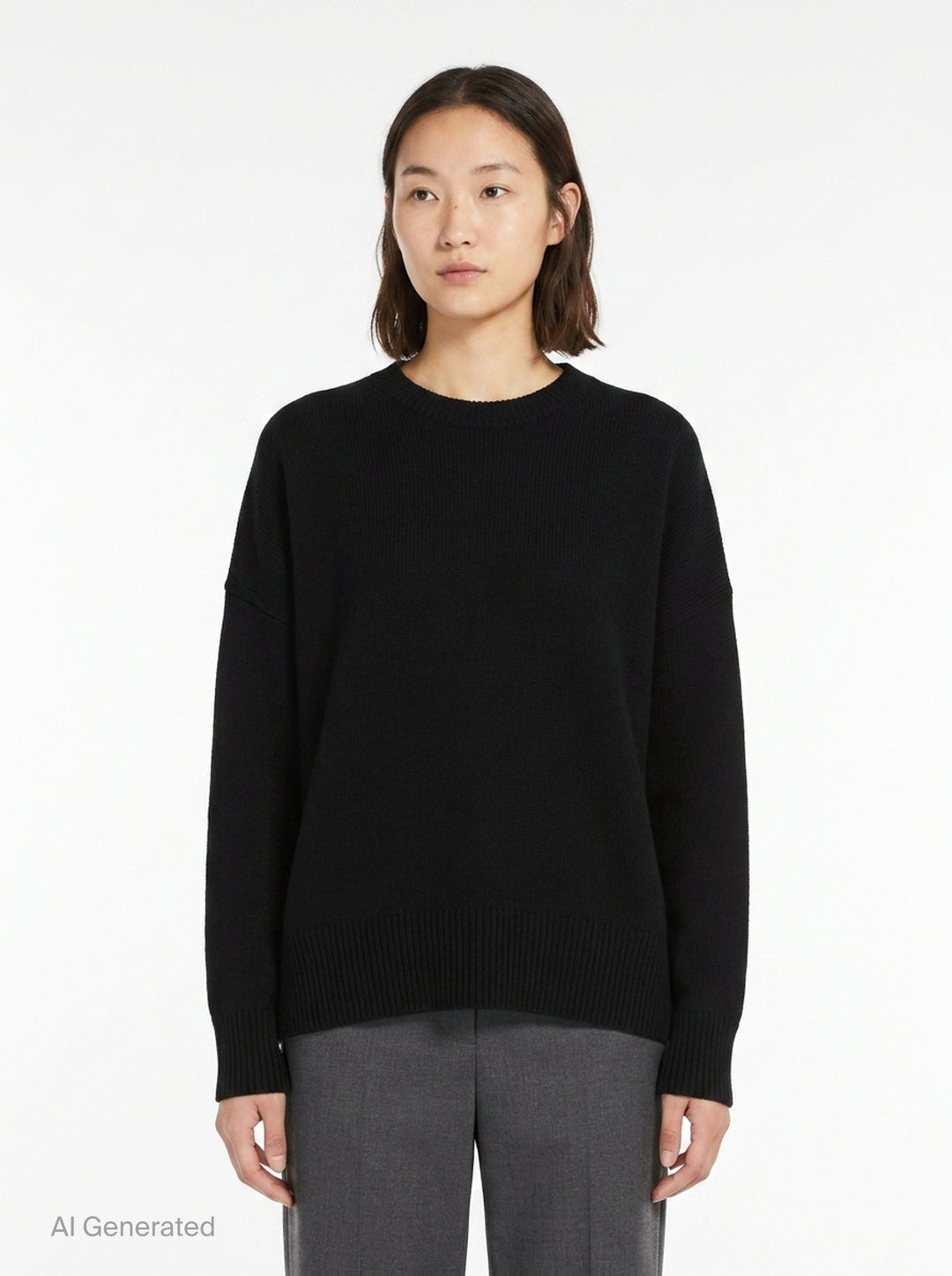 Superfine Open Crewneck Long Sleeve Sweater | Jil Sander | Club21 - front