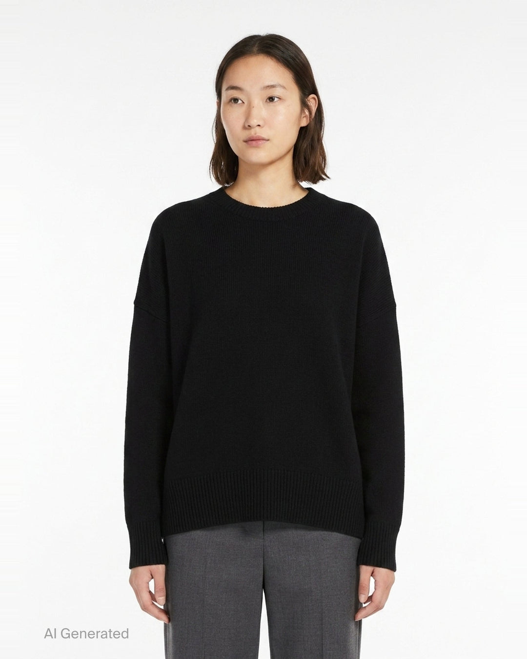 Superfine Open Crewneck Long Sleeve Sweater | Jil Sander | Club21 - front