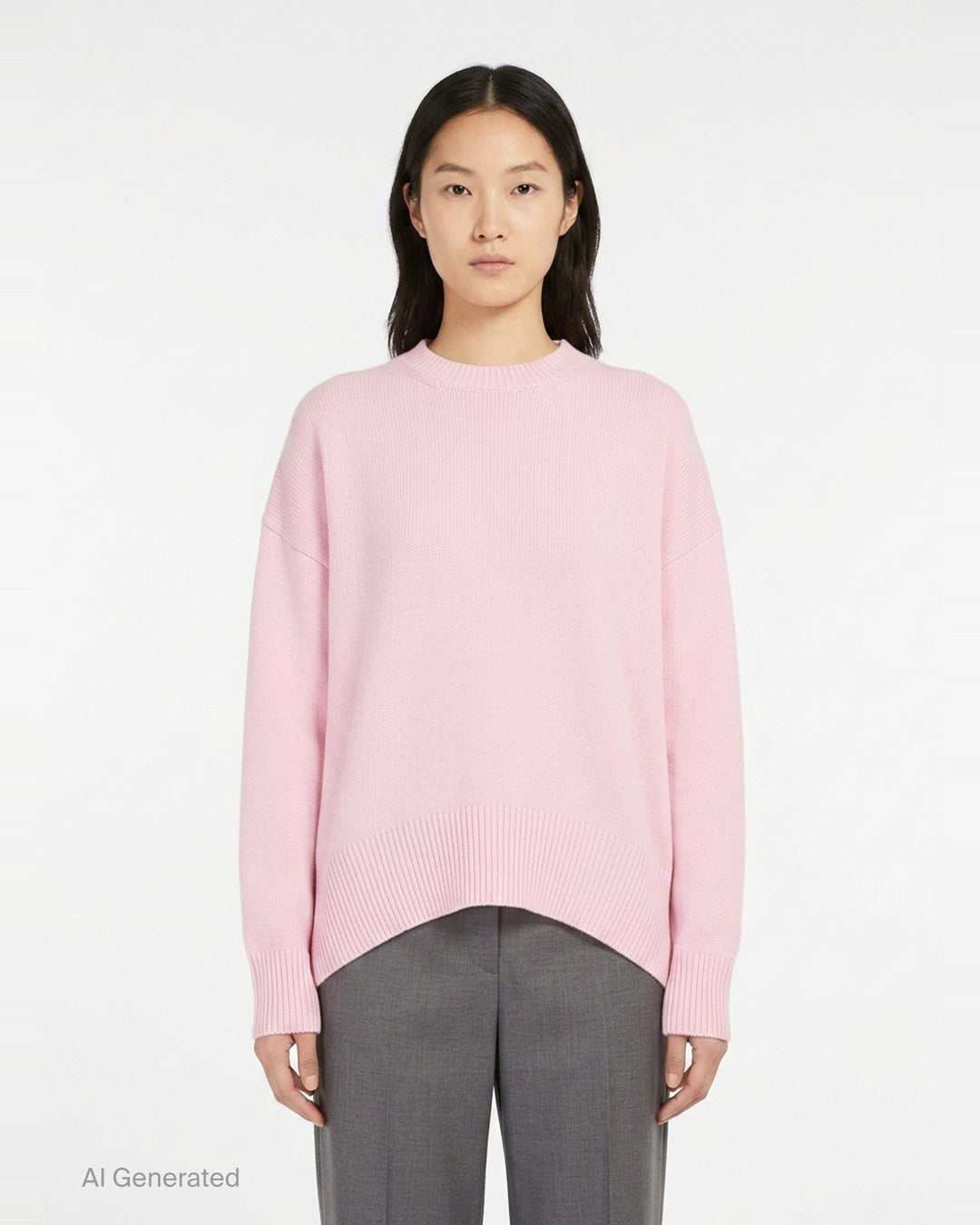 Superfine Open Crewneck Long Sleeve Sweater | Jil Sander | Club21 - front