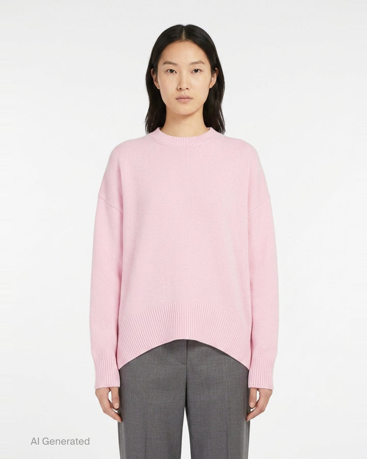 Superfine Open Crewneck Long Sleeve Sweater | Jil Sander | Club21 - front