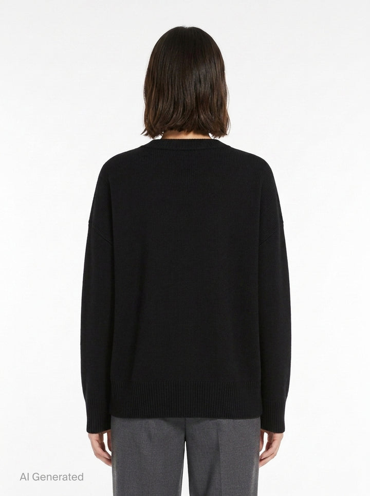 Superfine Open Crewneck Long Sleeve Sweater | Jil Sander | Club21 - back