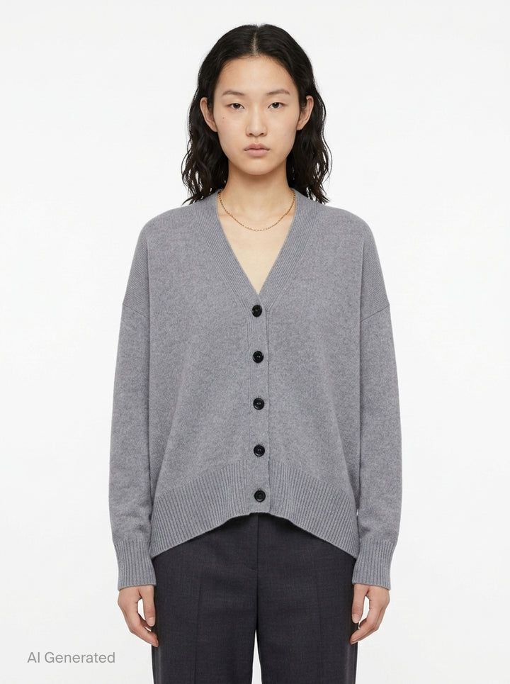 V-Neck Long Sleeve Cardigan | Jil Sander | Club21 - front