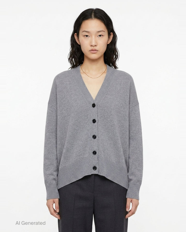 V-Neck Long Sleeve Cardigan | Jil Sander | Club21 - front