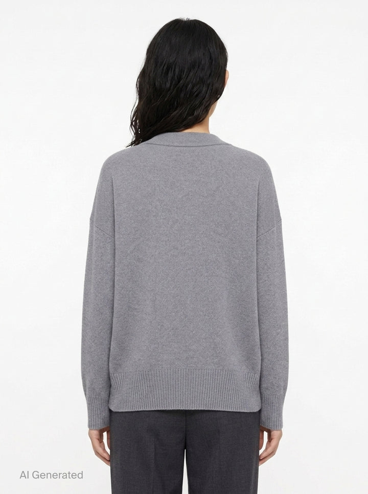 V-Neck Long Sleeve Cardigan | Jil Sander | Club21 - back